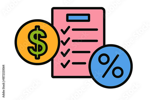 Visual representation of budgeting and financial planning with checklist and currency symbols
