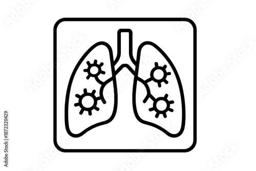 Graphic showing lungs with details of bacteria and viruses affecting health