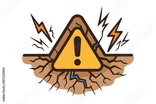 Warning symbol with cracks and lightning in a triangle shape signifies danger and alerts for caution in hazardous situations