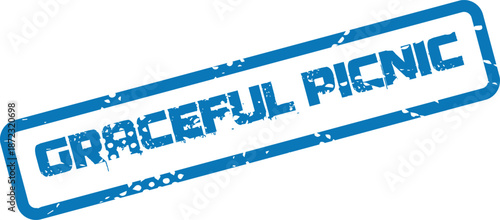 A graceful picnic message in blue ink shows a stylish vintage distressed stamp mark