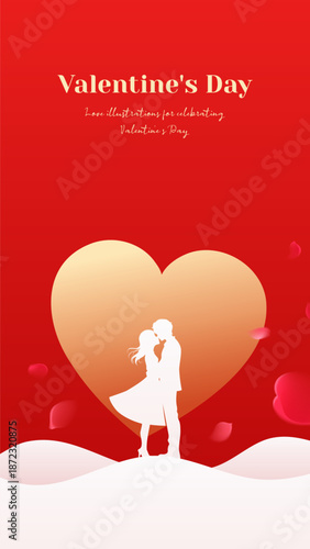 Valentine’s Day Celebration poster with Couple Love Illustration