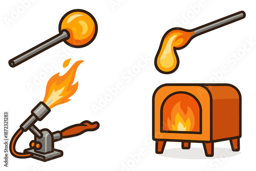 Glassworking tools and techniques for shaping molten glass in a furnace environment