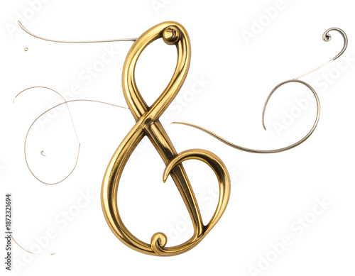 Ornate gold flourish with elegant script, intertwined swirls