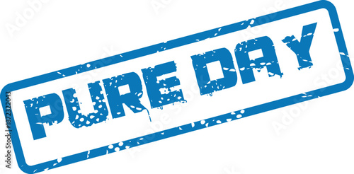 Authentic Pure Day grunge blue rubber stamp style text symbol for daily promotions