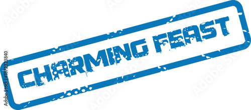 Charming Feast distressed blue rubber stamp for delightful culinary events and gatherings