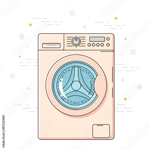 Modern front-load washing machine illustration for laundry and home appliance themes