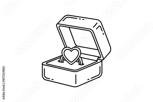 Minimalist engagement ring in gift box for marriage proposal and romantic commitment celebration concept design
