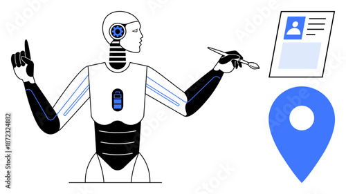 Artificial intelligence concept. Artificial intelligence evaluating personal data and geolocation for identification and decision-making. Artificial intelligence powering security, smart tech