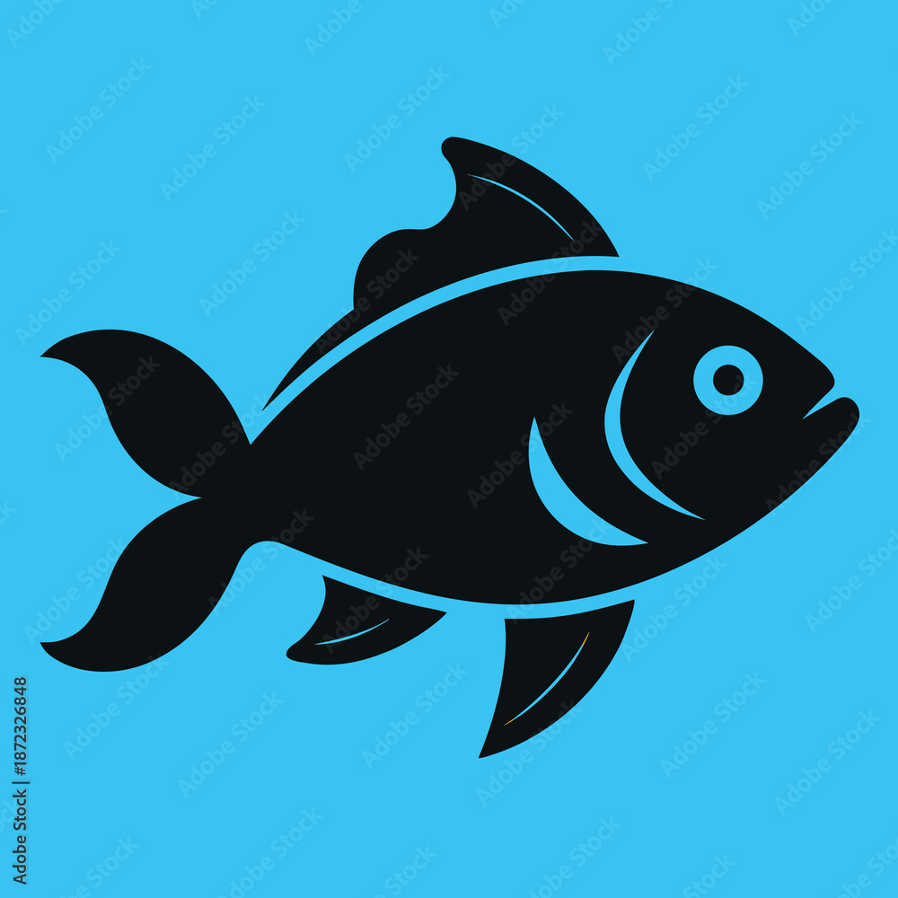 Obraz premium A simple black silhouette of a fish representing aquatic life and vector design