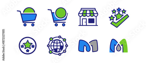 Set of various digital icons for e commerce business and marketing illustrations
