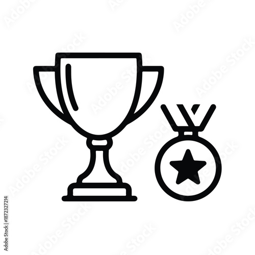 Trophy and Medal Icon – Achievement Award Symbol