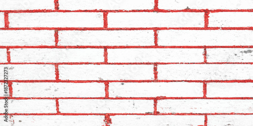 Solid red brick wall texture with a weathered brown pattern and old grunge cement architecture creates a durable building construction surface background