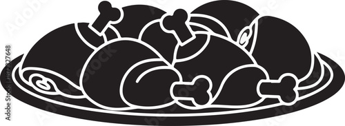 Illustrated Turkey Legs Platter Thanksgiving Holiday Meal