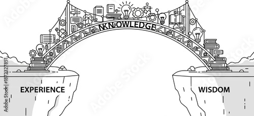 Bridge of Knowledge Connecting Experience and Wisdom Illustration