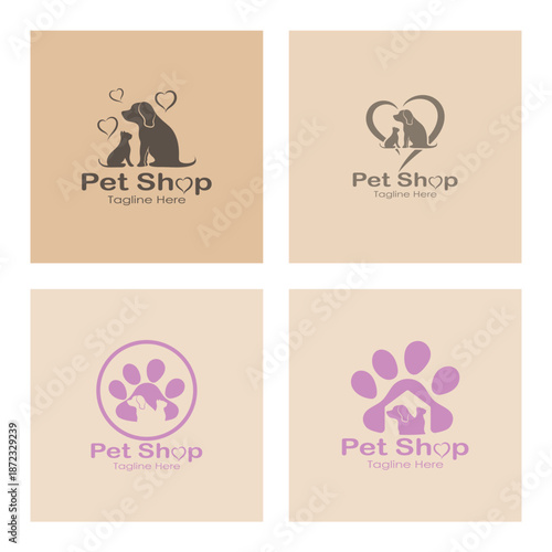 pet shop logo design icon illustration template vector with modern concept