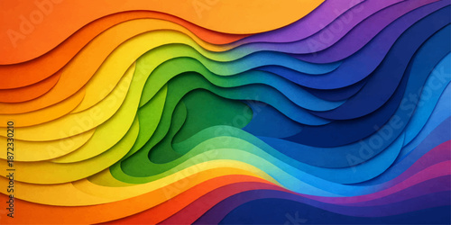 Abstract colorful rainbow wave background vector design featuring vibrant curved lines and spectrum patterns for a stylish digital art wallpaper or banner backdrop