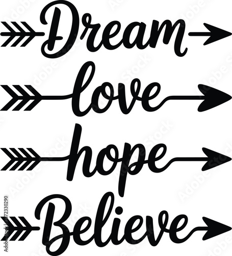 Inspirational quote with arrows on white background