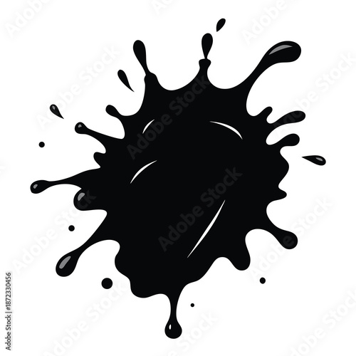 Dynamic black paint splash resembling a cloud abstract vector design element