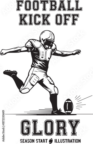Football kick off glory moment illustration