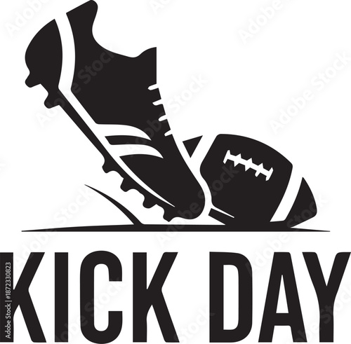 American football kick day logo with shoe and ball