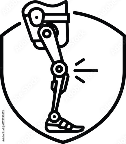 Advanced prosthetic leg icon illustrating medical device and rehabilitation support isolated on white background, Vector