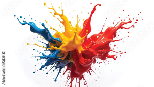 Colorful paint splash isolated on white background. Abstract colorful splash. Colorful paint explosion, illustration.