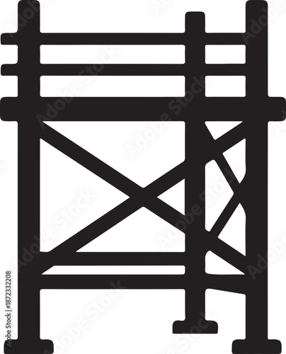 Black and white construction scaffolding structure isolated design
