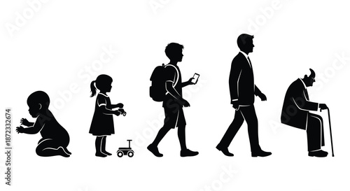 The stages of human life illustrated as a silhouette progression