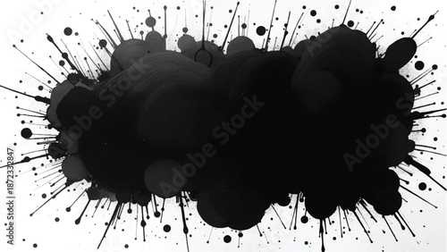 Ink splash isolated on white background. Black drop ink splatter. Black Ink splash texture background.