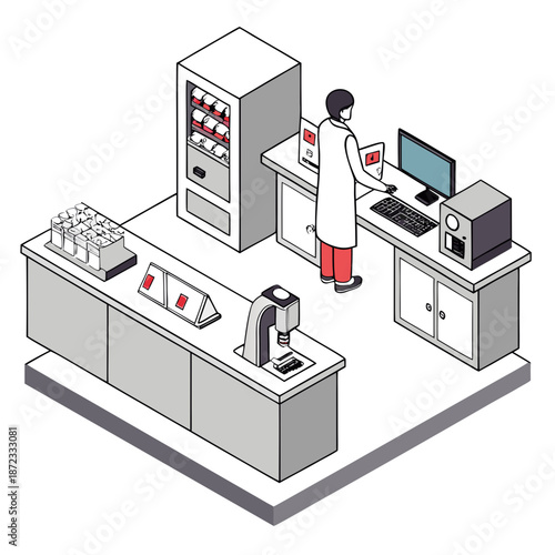 Laboratory technician operating equipment