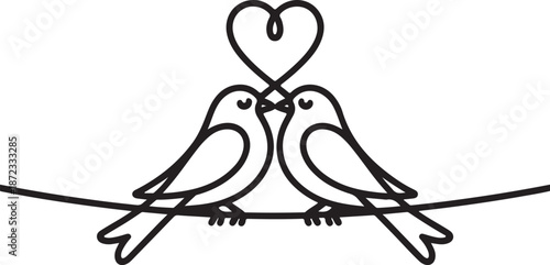 Lovely birds sitting on a wire together