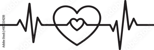 Heartbeat line with heart symbolizing love and life