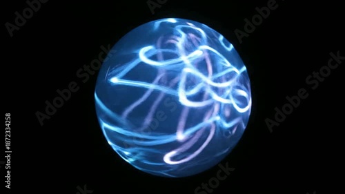 Blue Energy Ball with Swirling Patterns.