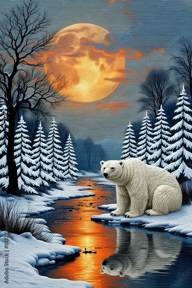 Naklejka premium Polar bear on ice