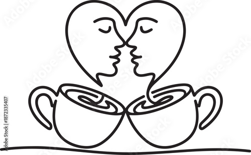 Couple sharing coffee together in love