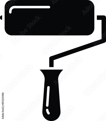 Paint roller icon, home renovation painting vector