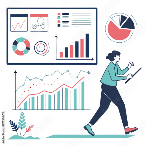 Business infographic vector elements set with charts and diagrams