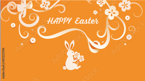 Vibrant Easter celebration with playful bunny and floral design