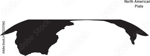 The North American Plate Tectonic Isolated Silhouette Vector