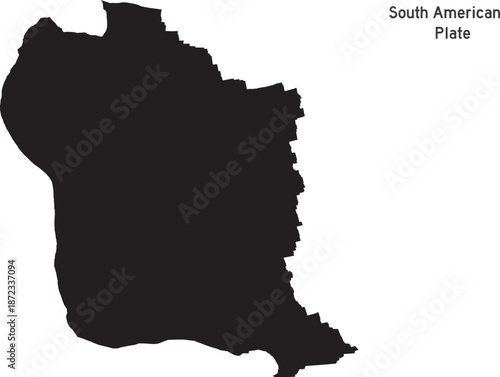 The South American Plate Tectonic Isolated Silhouette Vector