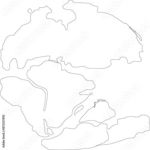 Laurasia Gondwana Continent Outline Map, Paleozoic And Mesozoic Eras, Plate Tectonics