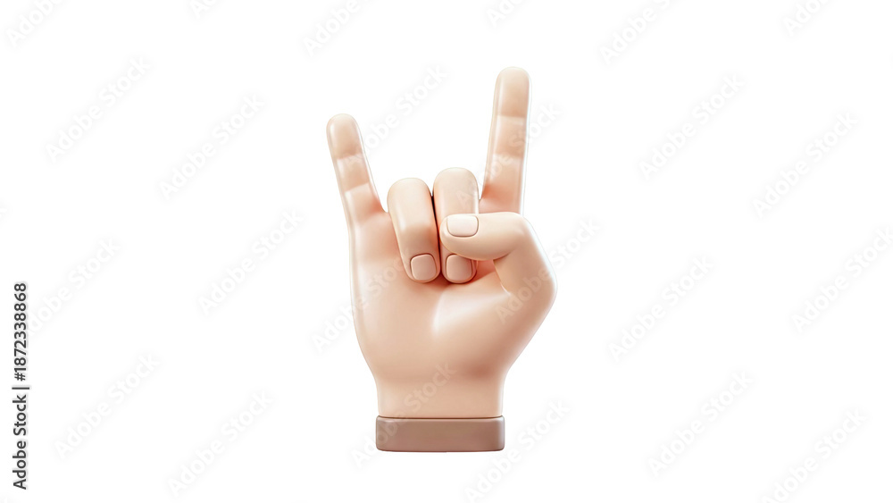 Obraz premium 3D Render of Rock On Hand Gesture
