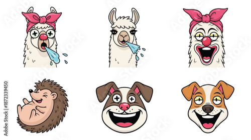 Cute cartoon animals making funny faces and sounds