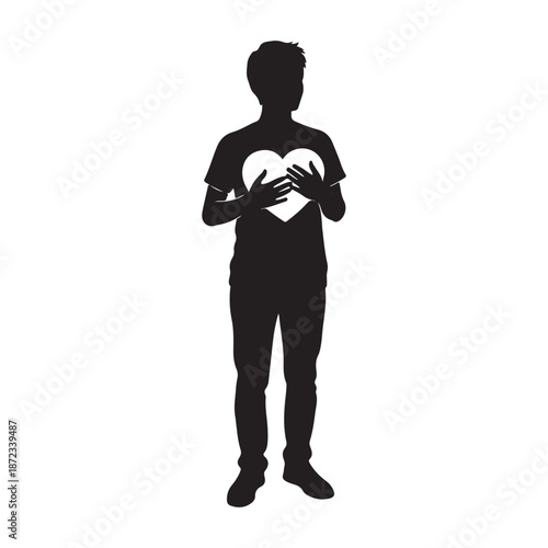 Person holding heart within body symbolizing emotional self care