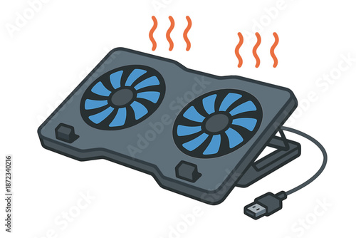 Cooling pad with dual fans connected via USB for laptops to help reduce temperature during use