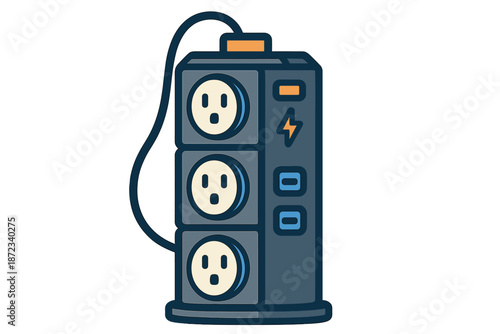 Power strip with multiple outlets and USB ports for charging electronic devices in an indoor setting