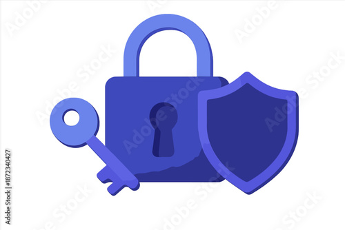 Lock and key symbol representing security and protection in digital space and technology environments