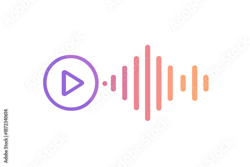 Simple audio play button with sound wave design used in digital media, music applications, or streaming services