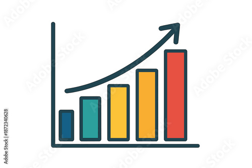Growth in data is shown through five bars of different colors representing progress over time