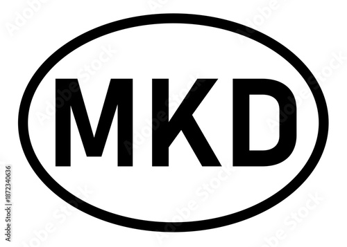 Macedonia country code MKD icon vector on a white background
Country code abbreviation oval sticker icon on a white background